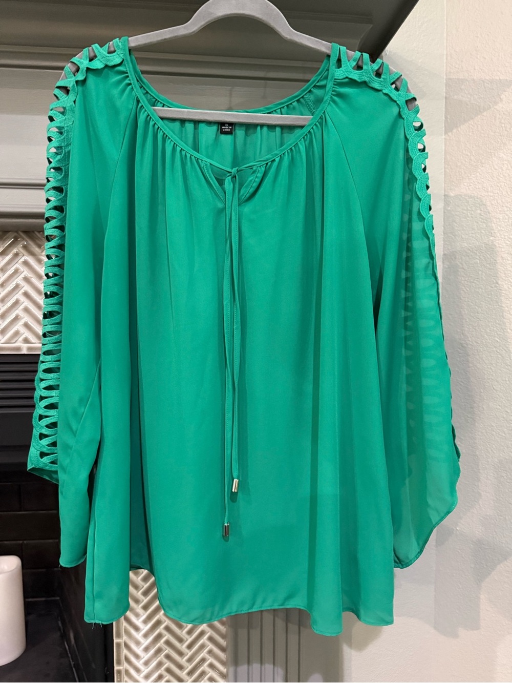 Zac & Rachel Green Peasant Tunic with Ladder-Sleeve Detail